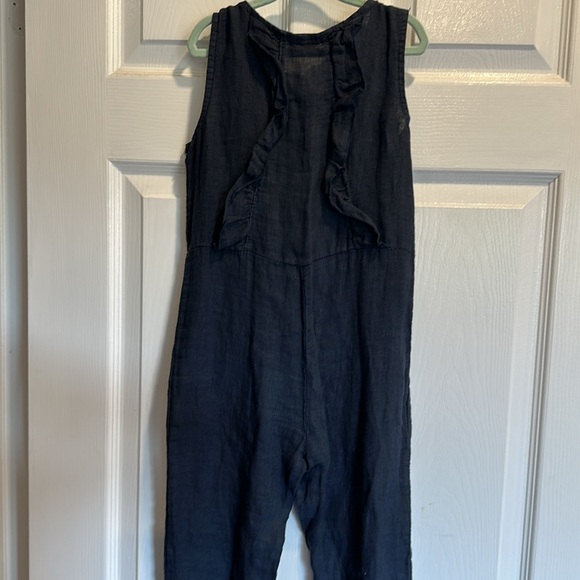 Girls Navy Blue Linen jumper size 5/6 - Picture 3 of 3